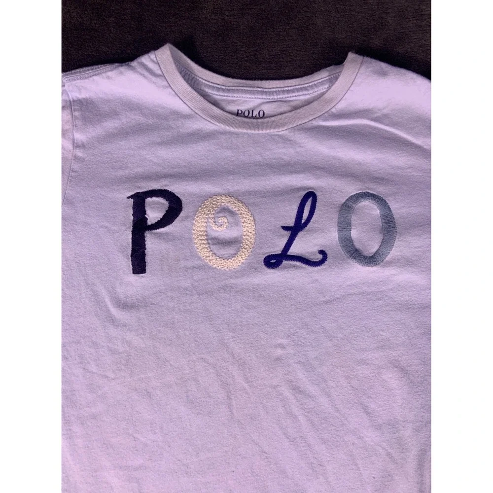 Polo Ralph Lauren Big Girls Script Graphic Tee T-Shirt L Blue